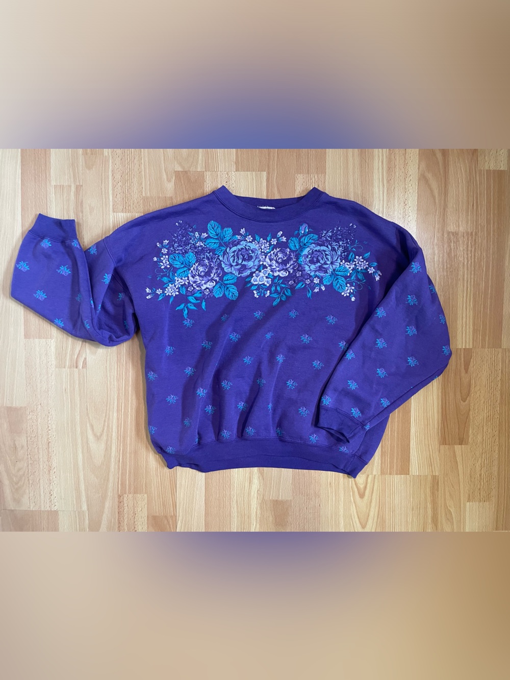 Vintage 90s Purple Floral Crewneck Sweater